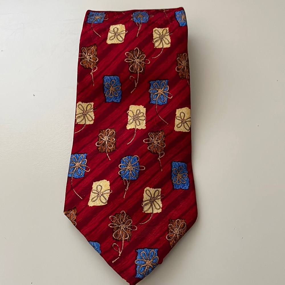 Fumagalli Red Silk Tie Italian Designer Geometric Novelty Men’s Neck Tie